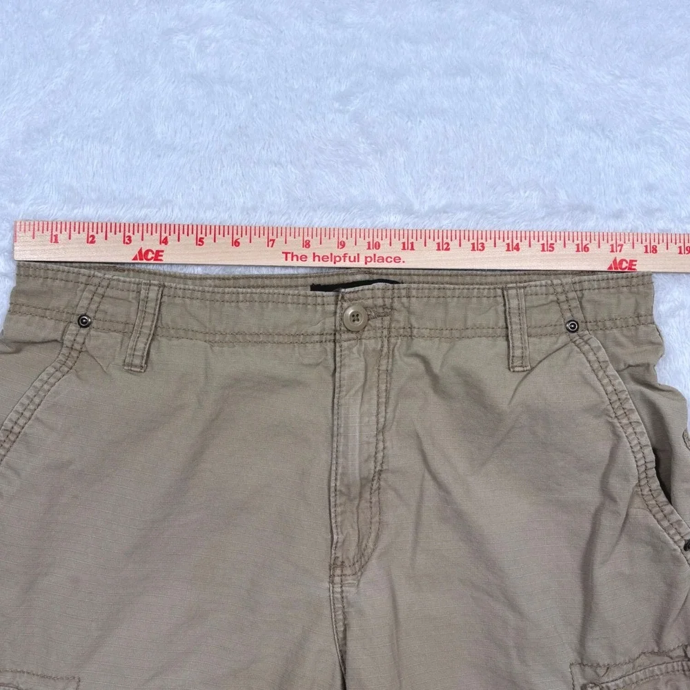 Y2K OP Cargo Shorts Mens‎ 34 Sand Khaki Ripstop Cotton Multi Pocket Street Surf